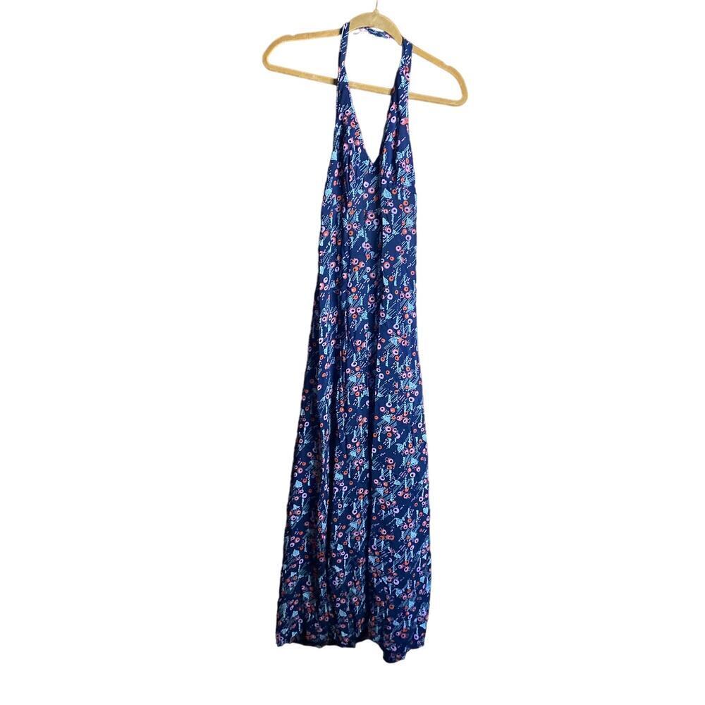 VINTAGE Sheer Maxi Halter 70s Dress Small